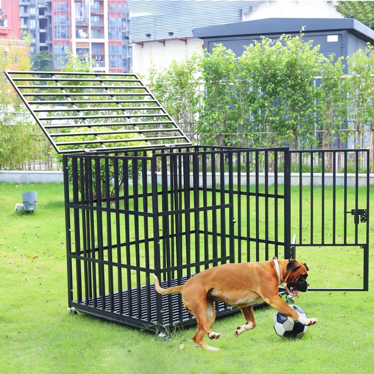 Hondenbench Milano - 95CM - Hondenhok - Metaal - Kennel - Op wielen