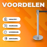 Afzetkoord - 2 meter - Afzetpalen - Afzetlint - 285x285mm - Wachtrij Stanchion Barrières - 2M Touw - 2 Paaltjes