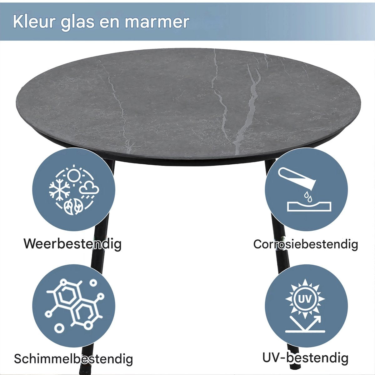 Tuinmeubelset - Loungeset - Tuinlounge Lounge Set - Lounge Set - Voor Tuin, Terras of Balkon - 3-zits Sofa, 2 Fauteuils & 2 Tafelbanken - Dik Touw & Gaasdesign met Gemarmerde Glasplaat - Gegalvaniseerd Staal