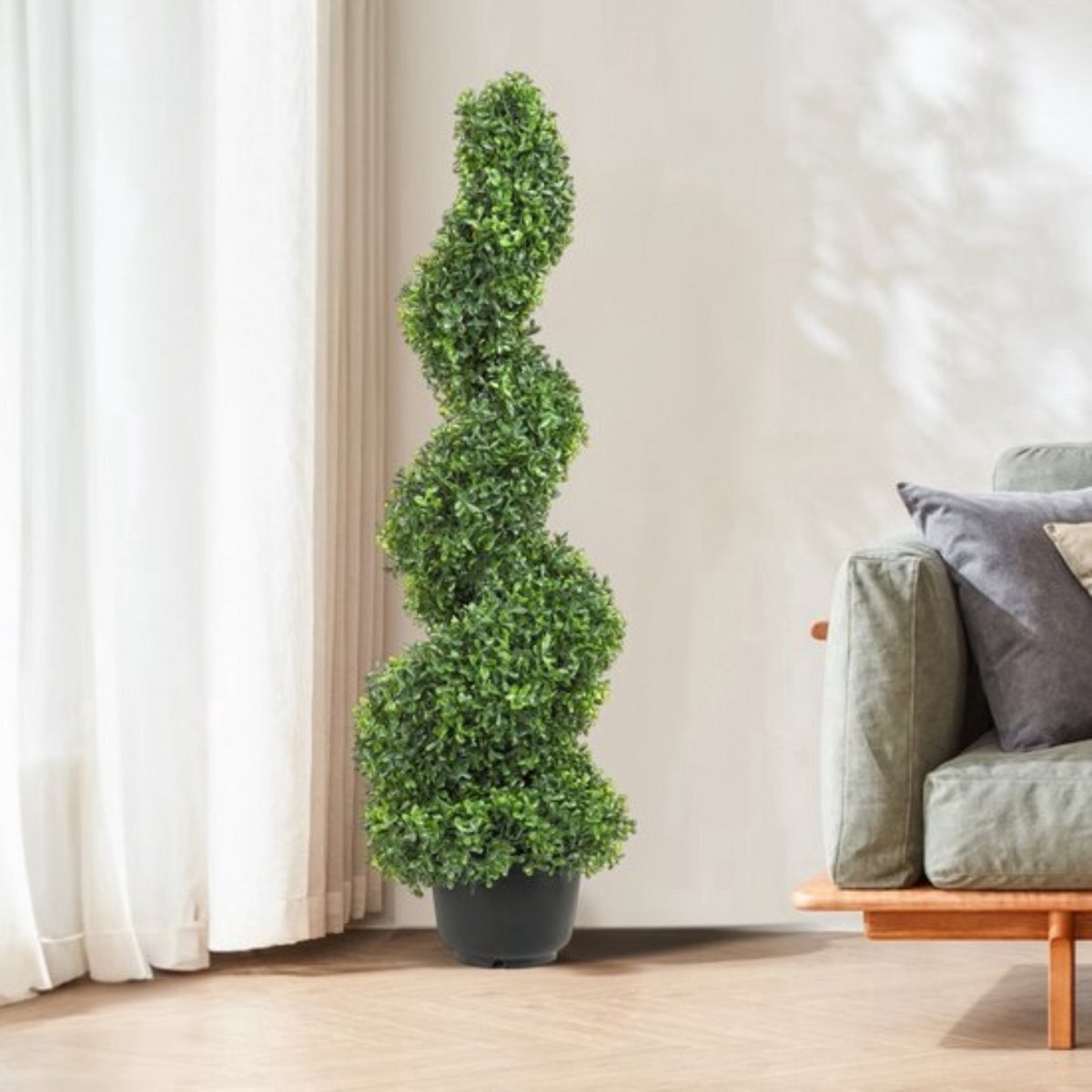 Kunstbuxus - Buxusboom Set van 2 - 122cm Hoog - Voor Binnen en Buiten - Incl. Reservebladeren