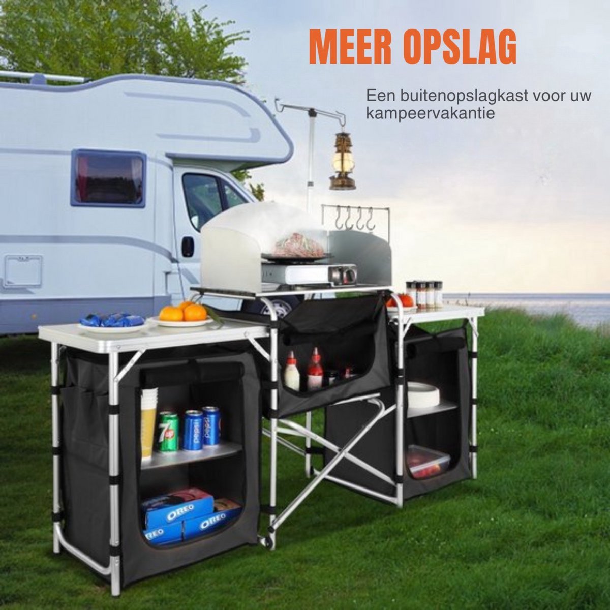 Luxe Campingkeukentafel - Opklapbare Buitenkooktafel - Met Opbergtas - Inclusief Accessoires