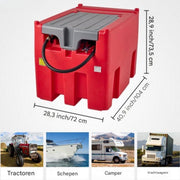 Draagbaar Dieseltank - 440L - Jerrycan - Brandstoftank - Brandstoftank - Mobiel Dieseltankstation - 40L p/min - 140W Mobiel Tanksysteem - Rood