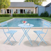 Bistroset 2 persoons - Metaal - Tuinset - Met bistrostoeltjes - 3-delig - Tuintafel - Blauw