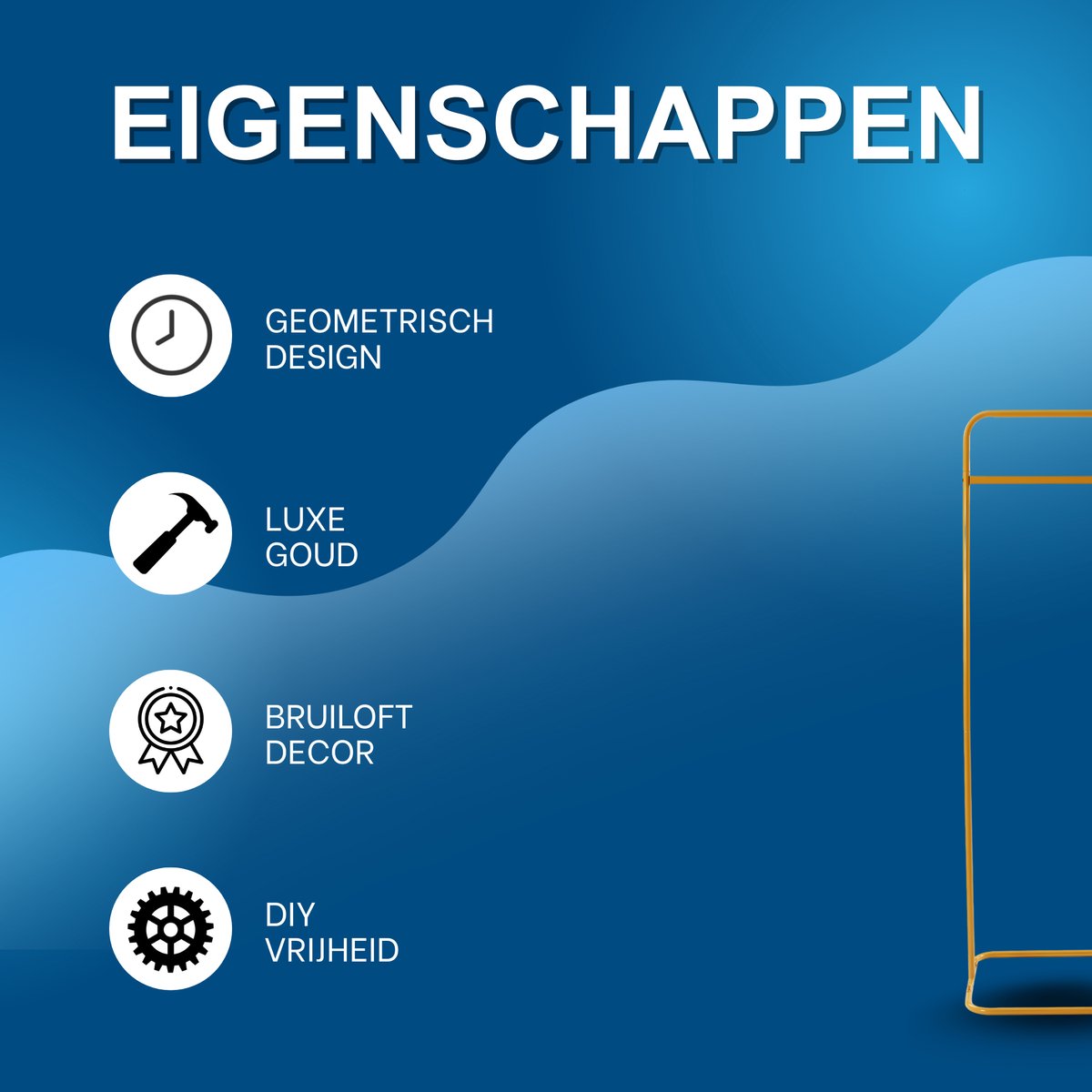 Welkomsbord - Feestartikelen – Voor bruiloften en evenementen – Groot frame Voor welkomsborden, zitplaatsen- of gastenlijst – Metaal, goud