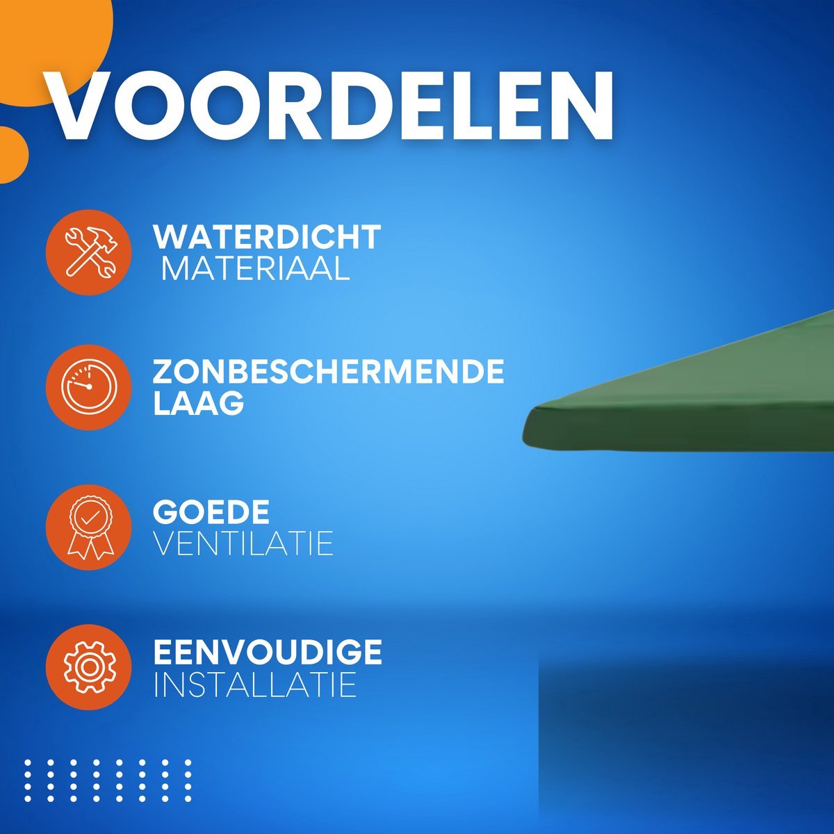 Partytent dak Valora groen - 3x3m doek - Tentdoek - Vervangend dak voor tent - Paviljoen - Waterdicht