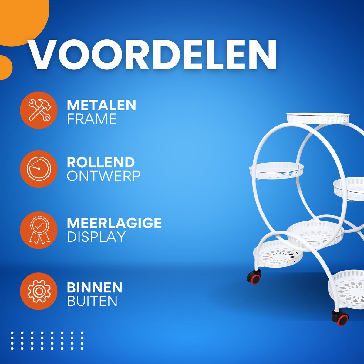 4-Laags Plantenstandaard - Plantenrek - Bloemenstandaard - Plantentafel - Voor Binnen, Buiten, Tuin en Balkon - 6 Potten