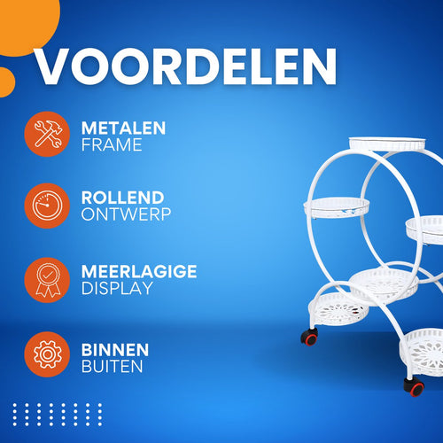 4-Laags Plantenstandaard - Plantenrek - Bloemenstandaard - Plantentafel - Voor Binnen, Buiten, Tuin en Balkon - 6 Potten