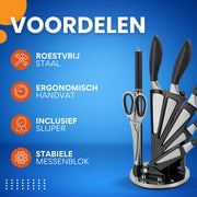 4-delig Keukenmessenset- Messenset - Keukenmessen - Voor Vlees & Groente Snijden - Gehamerde Chopper Stijl - Roestvrij Staal & Rood Sandelhout