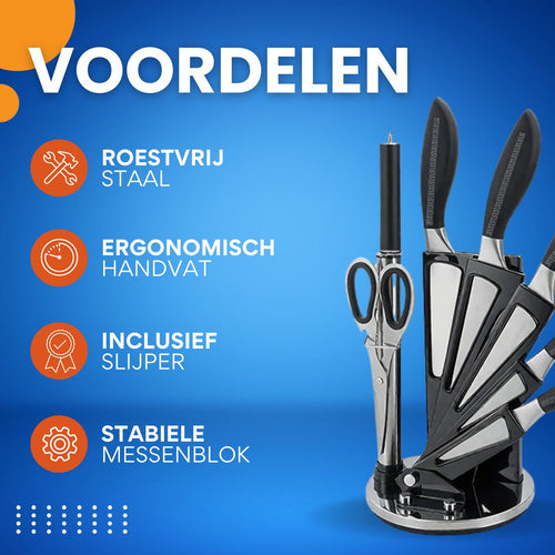 4-delig Keukenmessenset- Messenset - Keukenmessen - Voor Vlees & Groente Snijden - Gehamerde Chopper Stijl - Roestvrij Staal & Rood Sandelhout
