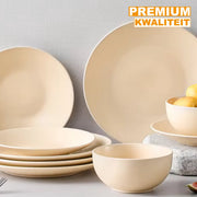 Tida Serviesset - 24 delig - 8 personen- Beige - Dinerborden - Bordenset - Diepe borden - 1200ML - Ontbijtborden - Servies - Keukenservies