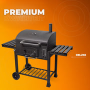 Extra Grote Houtskoolbarbecue - Dubbele zone - Buitengrill met Dubbele Zone, Verstelbaar Houtskoolblad en Opvouwbare Bijzettafel