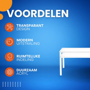 Modern 2-laags Bureau - Tafel - Schrijftafel - Make-up tafel - Helder Transparant -Design voor Woonkamer, Slaapkamer, Kantoor & Studie