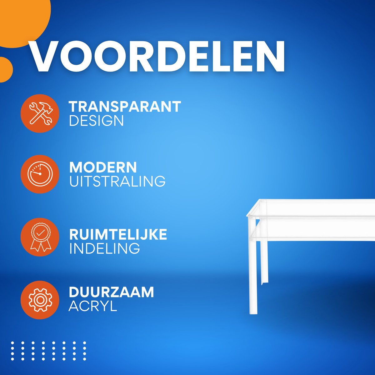 Modern 2-laags Bureau - Tafel - Schrijftafel - Make-up tafel - Helder Transparant -Design voor Woonkamer, Slaapkamer, Kantoor & Studie