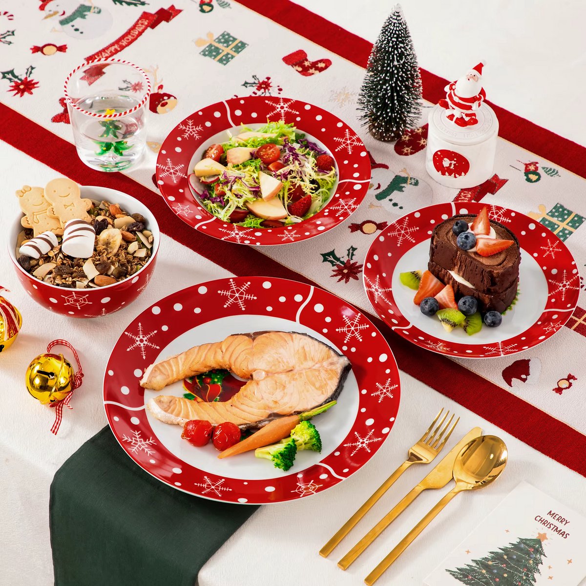 Imperial Serviesset – Kerst 8 persoons – 24 delig – Keramisch – Dinerborden – Ontbijtborden