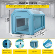 Opblaasbare spuitcabine - incl. lucht filtersysteem - Verfspuit tent – 4x2,5x2,5 m - Airbrush - Spray booth - Opvouwbaar
