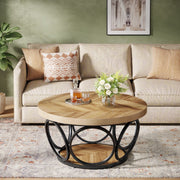Salontafel Vitin - Rond - Modern - Voor woonkamer - Bijzettafel - 95cm - Bruin