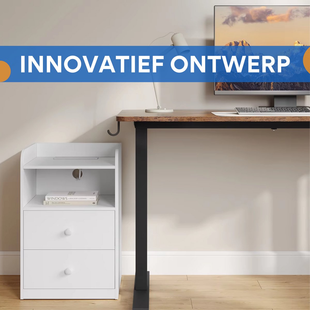 Elektrisch Sta-Bureau - Voor Thuiswerken of Kantoor - In Hoogte Verstelbare Ergonomische Werktafel met USB-Oplaadpoort en Geheugenbediening - Color: 120x60cm Brown