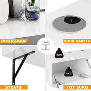 Bolt Edge TV Meubelkast - Wit - Met lade - Landelijk - 120x40x30cm