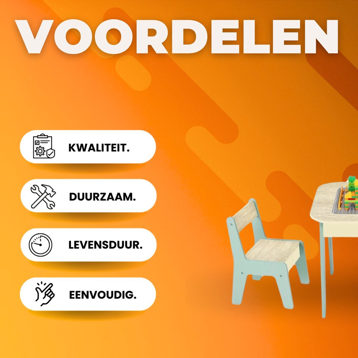 Kindertafel Fioren - Speeltafel- Voor Kinderen & Kleuterschool - Kindertafel en stoeltjes - 2-in-1 Speeltafel - Met Opbergruimte & Stoelen - Lichtgrijs