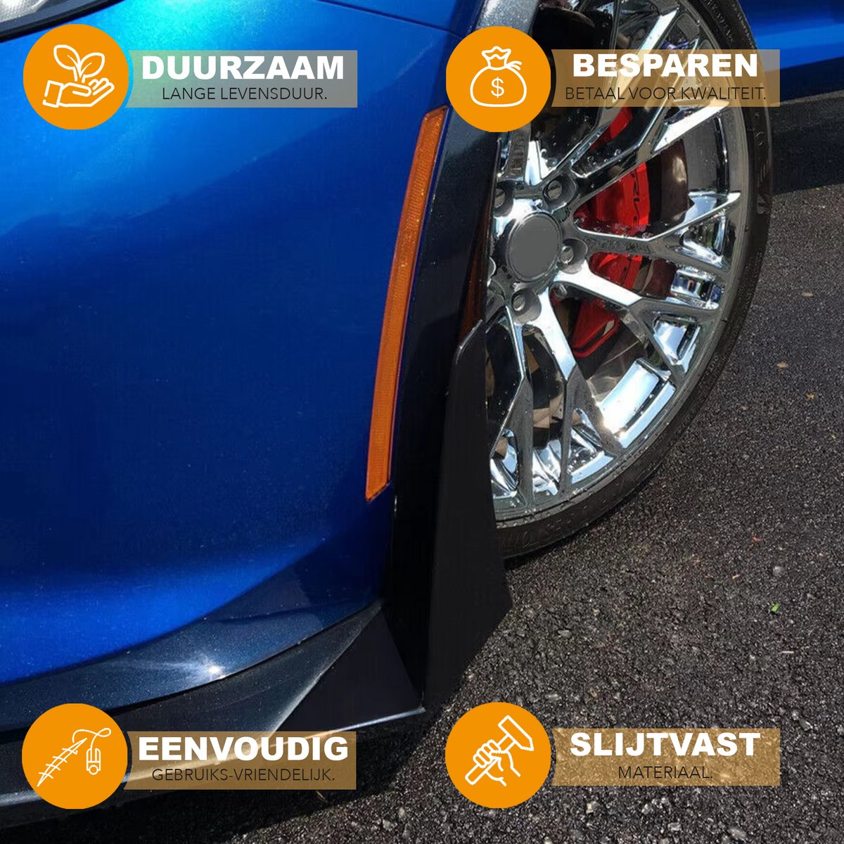 Front Splitter Winglets - Stage 3 - Gloss Zwart - Voor Corvette C7 Z06 (2014-2019) - Auto Accessoires