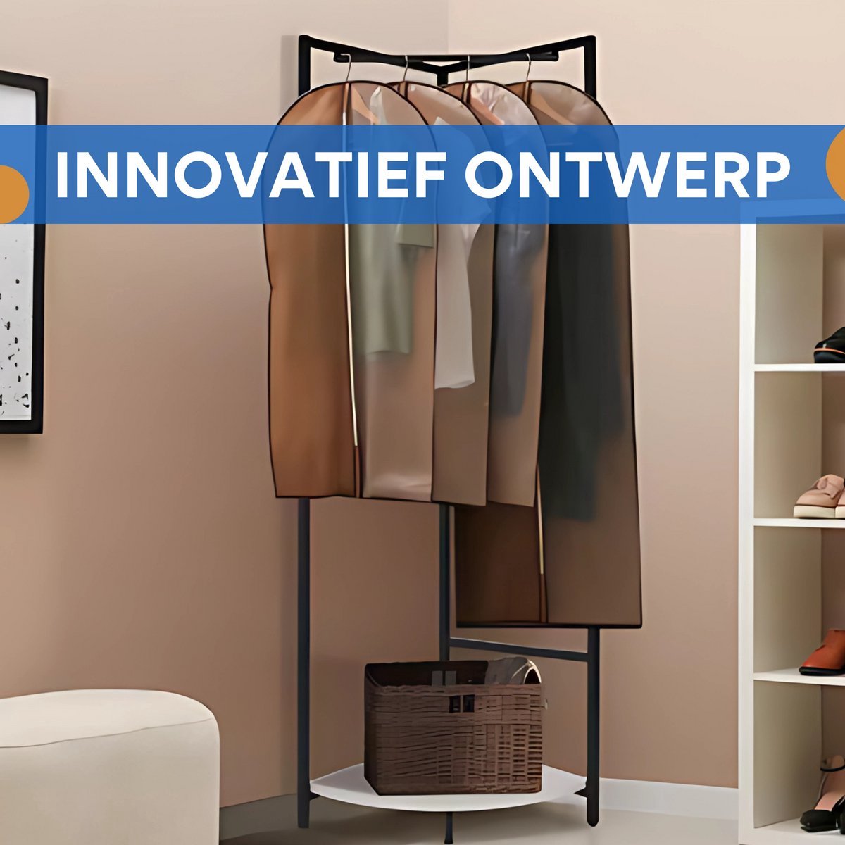 Kledingrek Titan - Metalen Kledingrek - Opbergplank - Woonkamer - Kledingstang - Slaapkamer - Schoenenkast - Voor zware jassen en truien