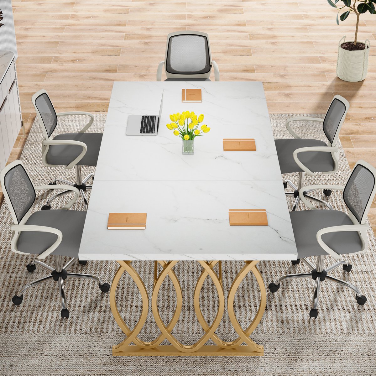 Bureau Velano - Modern 180cm - Marmerlook Computerbureau - Voor Werk of Thuis