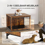 Luxe honden bench - Meubelkennel - Stalen frame - 2-Deurs - Inclusief kussen