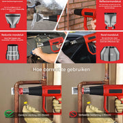 Warmtepistool Deluxe - 2000W Professionele Dubbele Temperatuurinstellingen 60℃-600℃ - Snelle Heteluchtpistoolset met 4 Nozzles