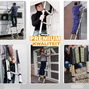 Telescopische Loft Ladder Yuda - 380CM - Opvouwbare Trapladder - Uitschuifbare Aluminium Ladder - Draagbaar - EN131 - Max. Belasting 150kg/330lb