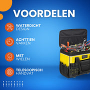 Gereedschapkar XL - 3 delig - Werkplaatswagen - Gereedschapskast - Wagen voor monteurs - Waterdicht - 18 Vakken