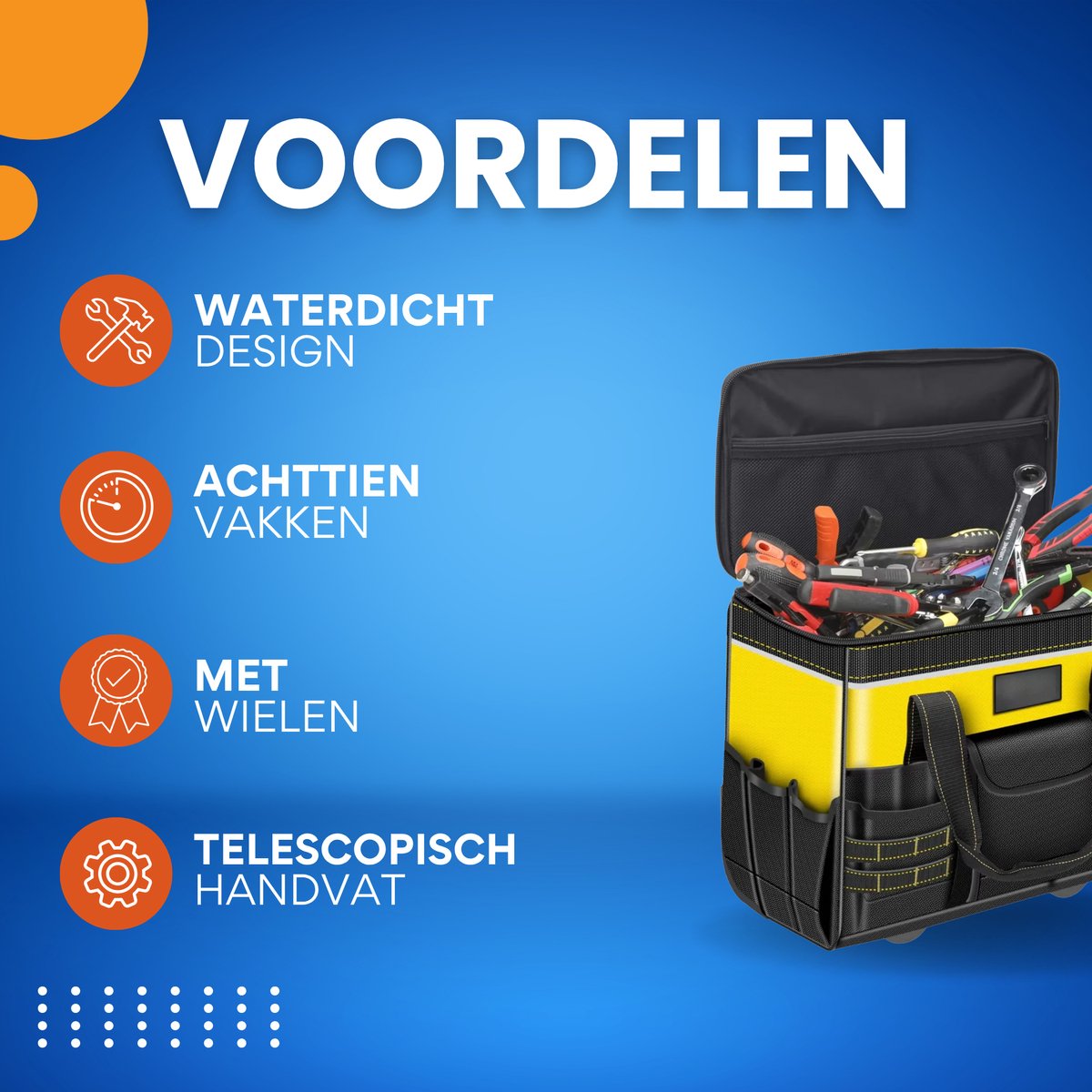 Gereedschapkar XL - 3 delig - Werkplaatswagen - Gereedschapskast - Wagen voor monteurs - Waterdicht - 18 Vakken