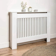 Radiatorombouw Grandiose - 78x92 cm - Ombouw rooster - Horizontale panelen - MDF - Stijlvol - Wit