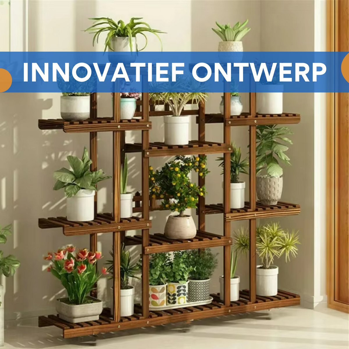 Houten plantenstandaard XL - 11 lagen - Plantenrek - Voor binnen & buitengebruik