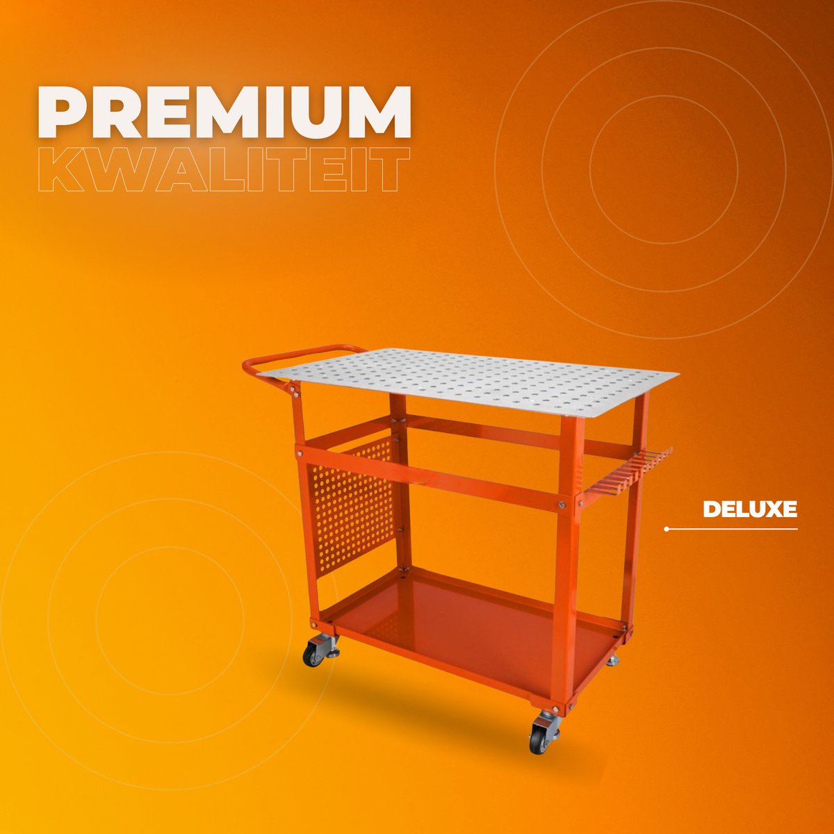 Mobiele wertktafel op wieltjes - Laswerkbank - Koolstofstalen Werkbank - 91.4x61cm - 272kg Gatentafel 216