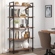 Boekenkast - Boekenplank - Wandplank - Boekenrek - Voor opbergen / woonkamer / kantoor - Industrieel - met open planken - Rustiek Bruin 04