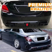 Diffuser Endline - Achter Diffuser met Uitlaat Endtips - Voor Mercedes C-Klasse W205 (2015-2021) - Carbon Look - Auto Accessoires