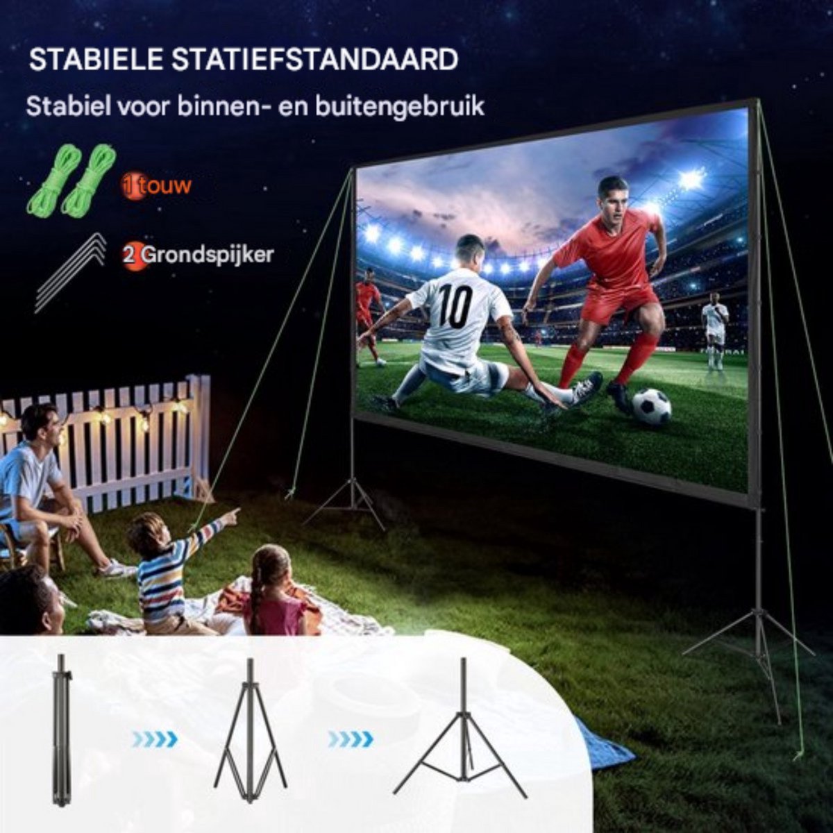 Projectiescherm deluxe - 150 inch - Beamerscherm - HD 4K - Projectiedoek - Beamer Scherm - 160° Kijkhoek