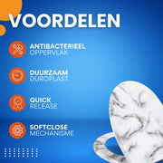 Antibacteriële Toiletbril Wit marmer - Met Softclose - Universeel - Toiletbrillen met print - WC Bril - Toiletzitting