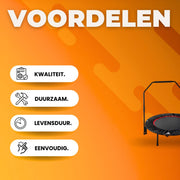 Opvouwbare Mini Fitness Trampoline - Mini trampoline - Sport trampoline - Voor Indoor Workout & Oefening - Met Verstelbare Handgreep & Rebounder Functie - 101 cm, Max 150 kg Belastbaar - Zwart & Rood