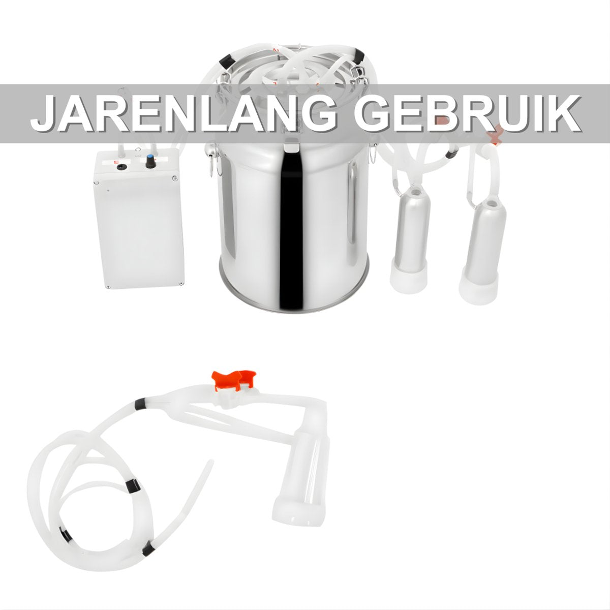 Melkmachine voor koeien - Melkproductie - Vacuumpomp - Voor melkproductie - Met roestvrijstalen emmer - 2-in-1, 10L