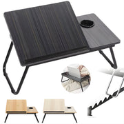Laptoptafel – Tablethouder - Bedtafel – Voor bed, kantoor of studie – In hoogte verstelbaar met bekerhouder – Zwart