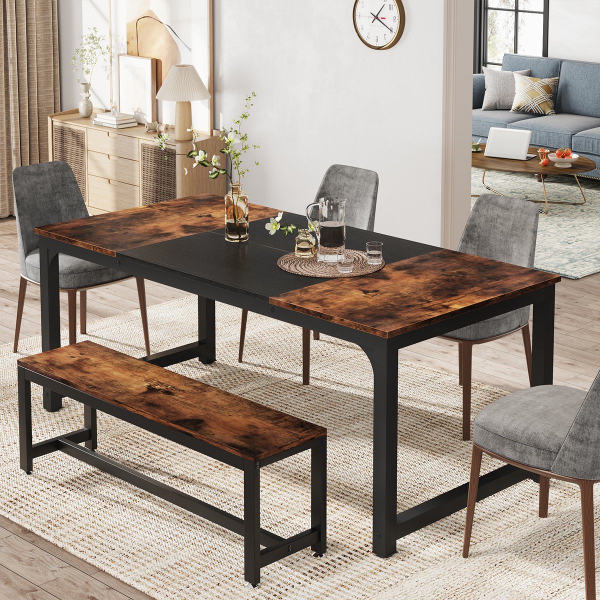 Eettafel Novia - 180cm - Voor 6-8 personen - Voor Keuken of eetkamer - Bruin
