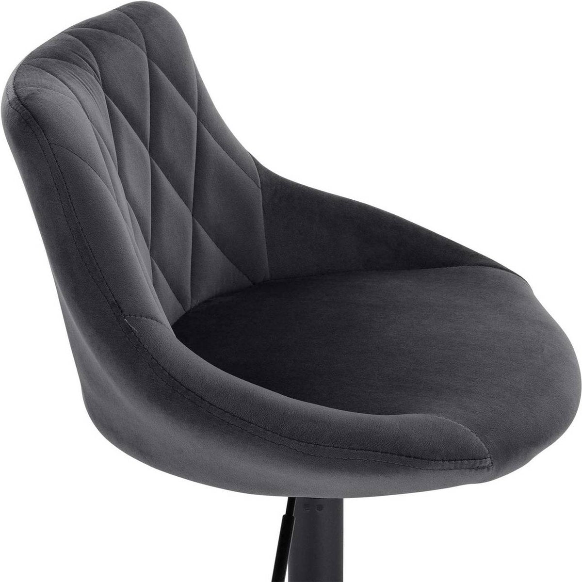 Luxe Barkurk Delvia - Industrial - Blauw - Barkrukken set van 2 - Barstoel Kruk - Barstoelen met rugleuning - Keukenstoel - In hoogte verstelbaar - Velvet