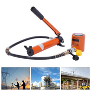 Hydraulische handpomp - Voor hijsen en persen - Mini enkelwerkende hefcilinder met handpomp - Oranje