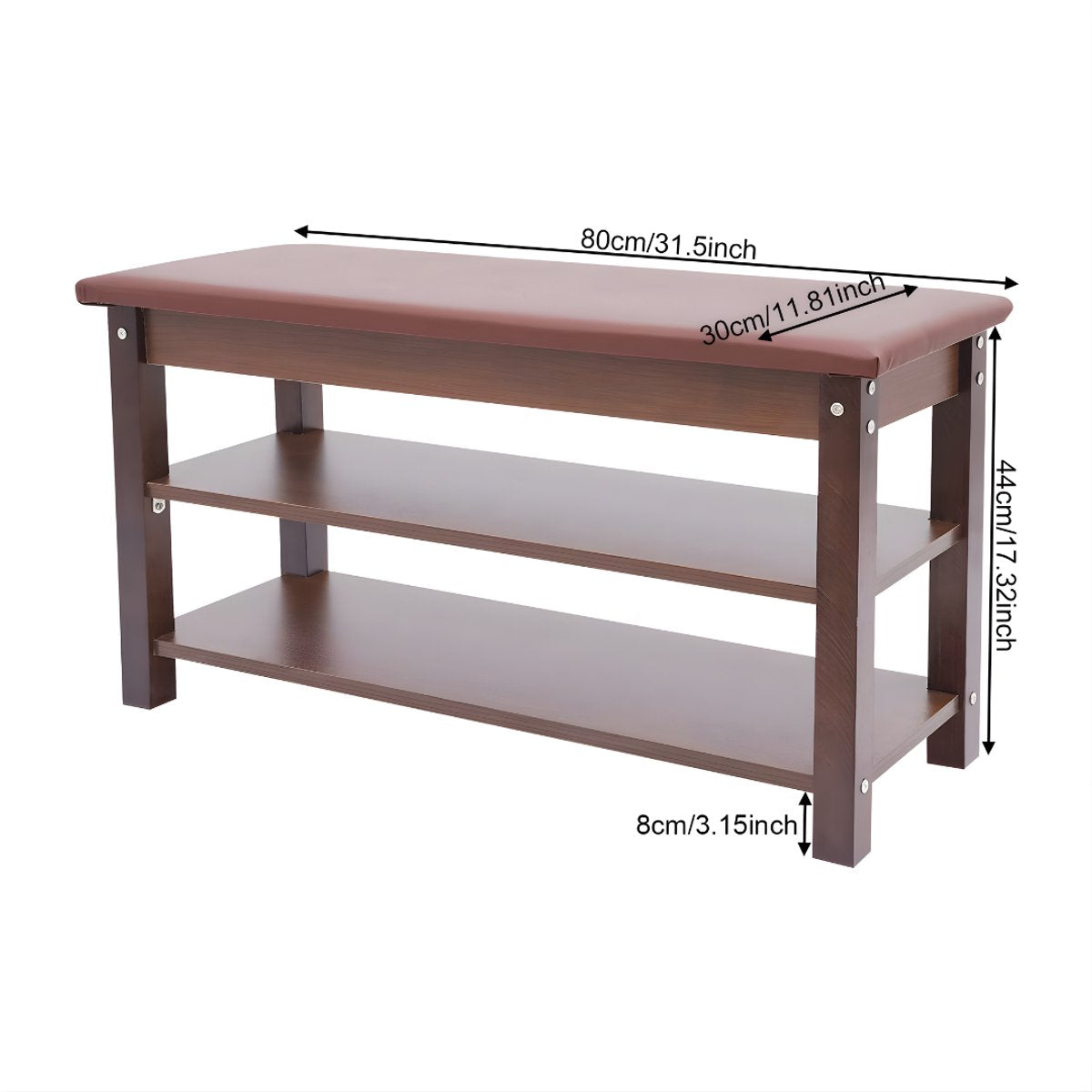 Schoenenbank - Opbergkast - Schoenenrek - Schoenenkast - Voor de hal of entree - Houten frame met stoffen kussen