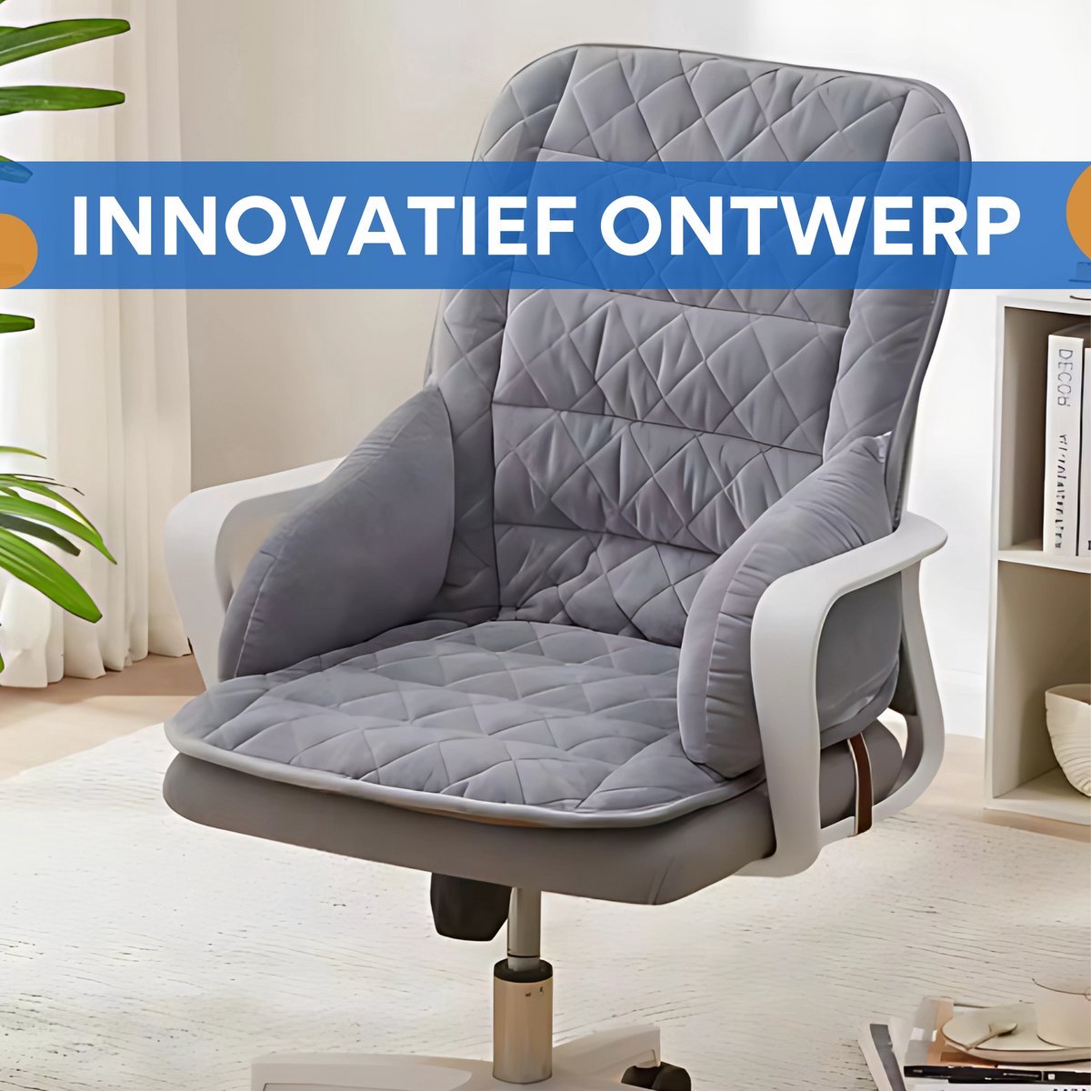Kussen Tavien - Bureaustoel kussen - Rugkussen - Ergonomisch - Universeel - Grijs