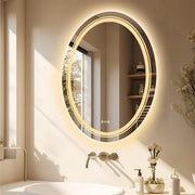 LED Badkamerspiegel met Verlichting - Ovaal 60-80 cm - Anticondens & Dimbaar - Smart Touch Wandspiegel - Make-up Spiegel - 3 Lichtkleuren - 2 Formaten