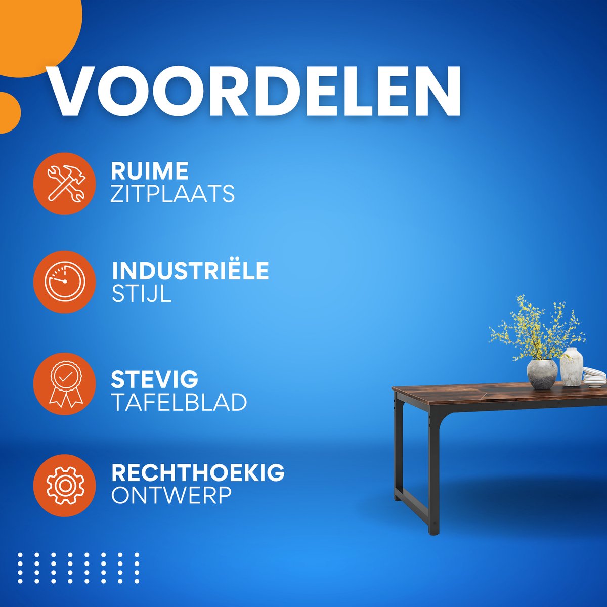 Eettafel Antwerp - 160cm - Voor 6 personen - Voor Keuken of eetkamer - Bruin