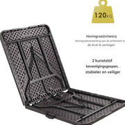 180 cm Opvouwbare Tafel - Draagbare en Robuuste Kunststof Eettafel - Half Opklapbaar voor Binnen en Buiten - Ideaal voor Kamperen, Picknick en Feesten