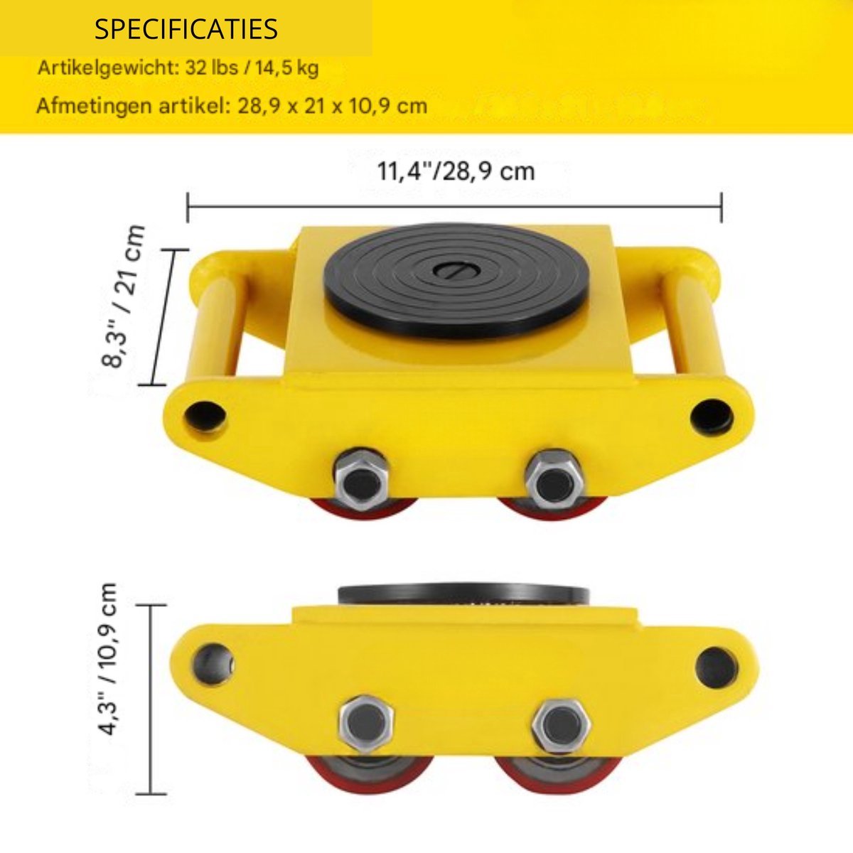 Happyment Transportwielen - Professioneel - Machineverhuizer - 1 Stuk - 360° Rotatie - 6T draaggewicht